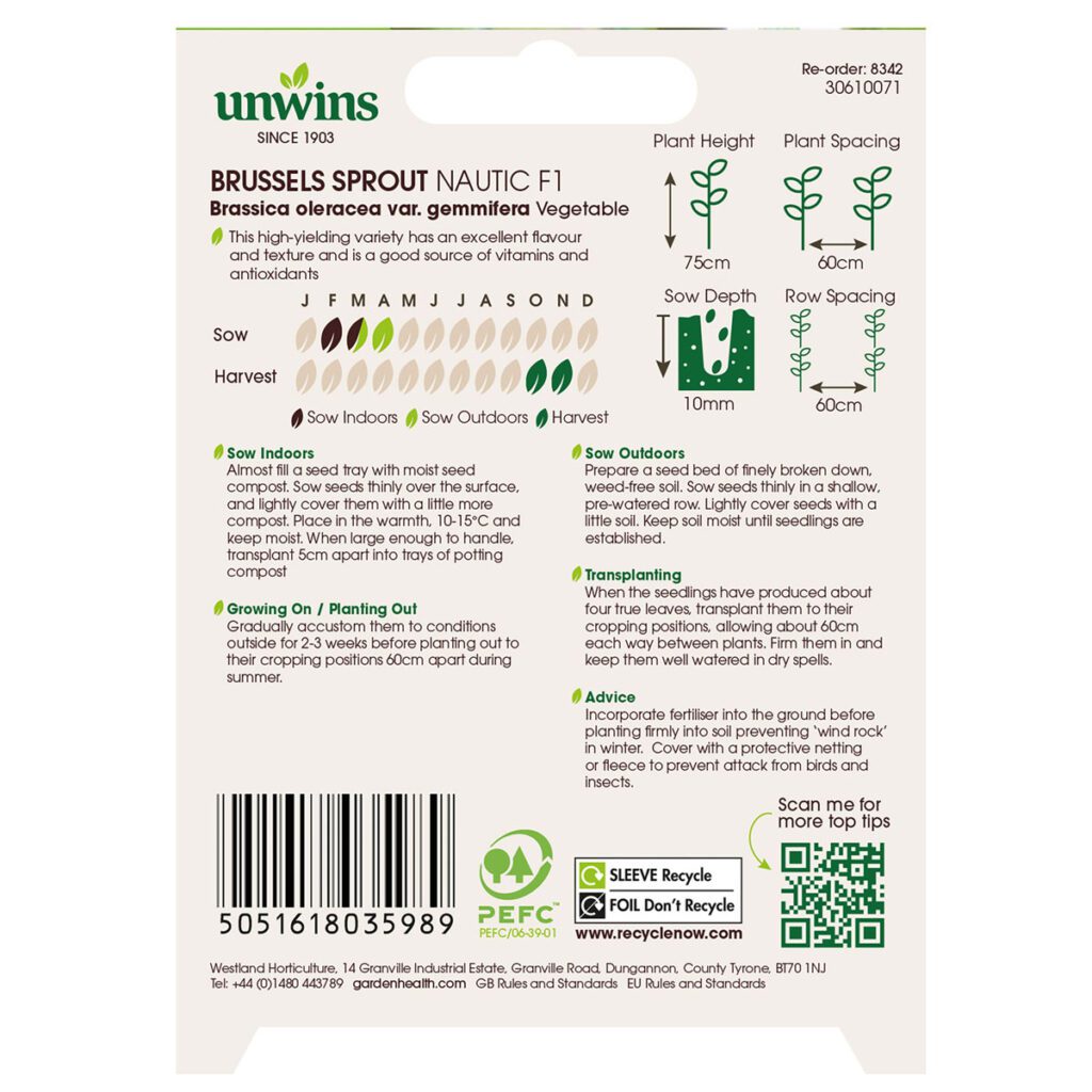 Unwins Organic Brussels Sprout Nautic Seeds 5051618035989 2